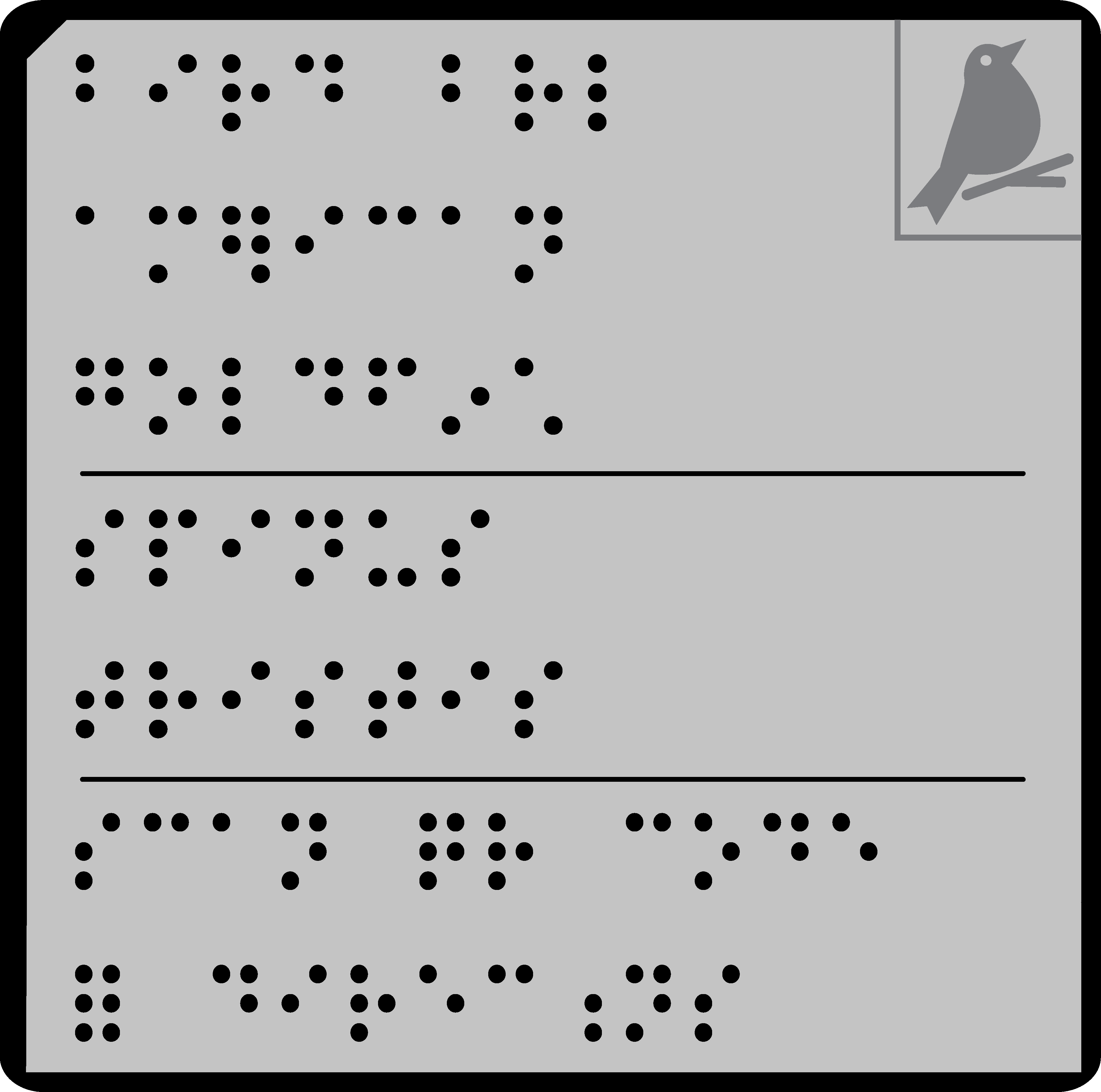 Tactile profile preview graphic representing the precision configuration layout of the American Goldfinch Braille physical system.